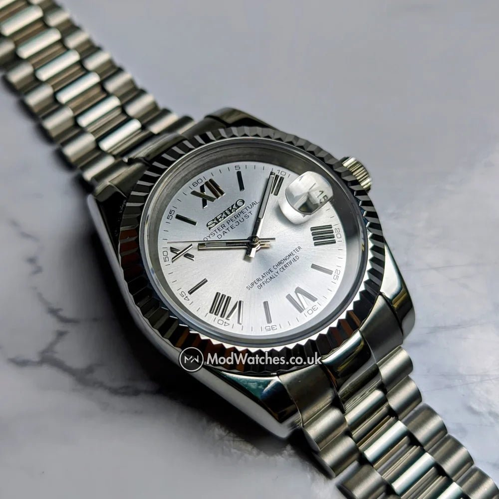 silver roman numeral datejust nh35 build silver roman numeral datejust nh35 build